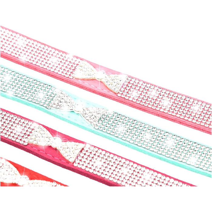 Нашийник для собак та котів Haoyueer зі стразами, рожевий, м'яка замша, розмір M