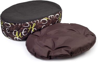 Крісло-ліжко для собак середніх порід | Овальне м'яке ліжко для собак | Зносостійке ліжко з подушкою | Кошик для собак | Можливість прання | Поліестер | Розмір L (57x52 см) | Колір: Коричневий з візерунком