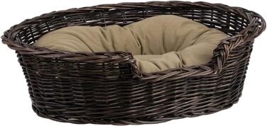 Корзина для собак та котів з плетеної лози e-wicker24 – зручне ліжко для тварин (100 x 70 см, темно-коричневий)