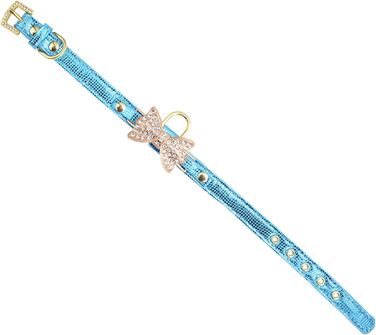 Шкіряне нашийник LOVPE з кільцем для маленьких собак/котів, регульований, розмір XS, рожевий (S, блакитний)