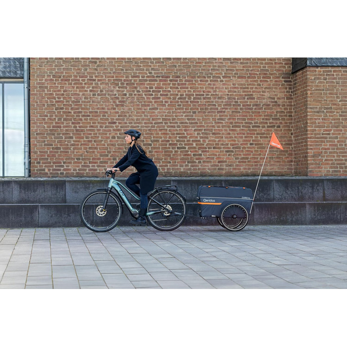 Qeridoo Qubee XL Petrol: Складаний вантажний причіп з об'ємом 220л та швидкою з'єднювальною рамою | Причіп для велосипеда & візок-валіза з повітряними шинами | Аксесуари для велосипеда | Велосипедний причіп