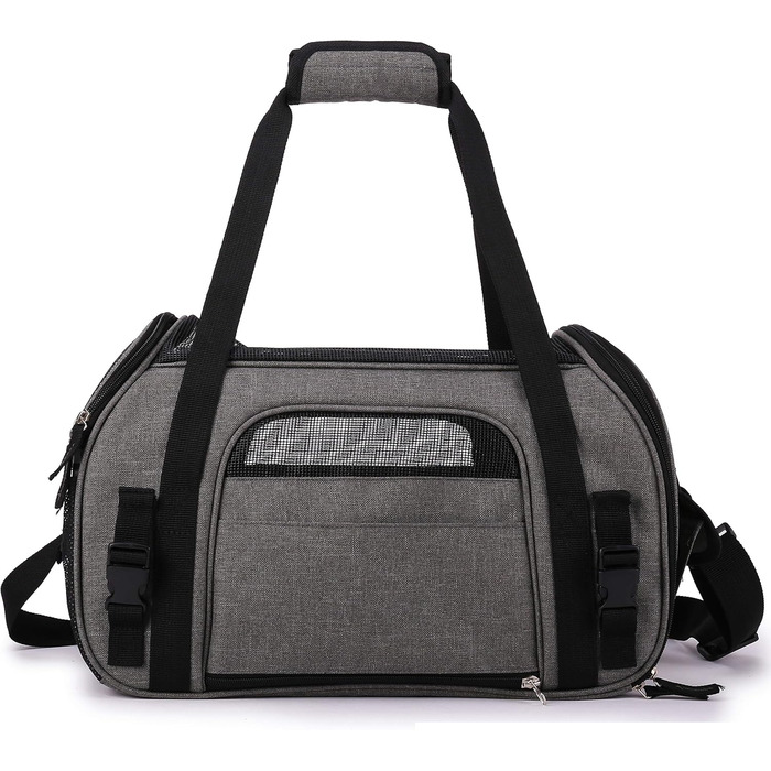 Транслювач для тварин EliteField, XL, для собак, котів, цуценят, схвалений авіакомпаніями, м'які бокові стінки, сірий