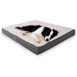 Ортопедичне ліжко для собак середніх порід, вологостійке, з ультрам'якою піною, знімний, пральний чохол та антиковзаюча підкладка, білий та сірий, розмір Medium (31.4'L x 23.6'W x 3.1'Th)