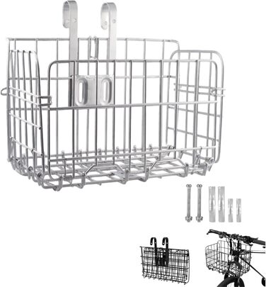 Складаний велосипедний кошик - навісний багажник для перевезення вантажу, швидкознімний, для керма та багажника, до 25 кг (срібний)