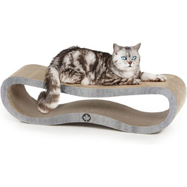 CanadianCat Company Orbit 2.0 Лежак-дряпка для котів, з якісного картону, з котячою м'ятою, бетонний дизайн, 84x24x23 см