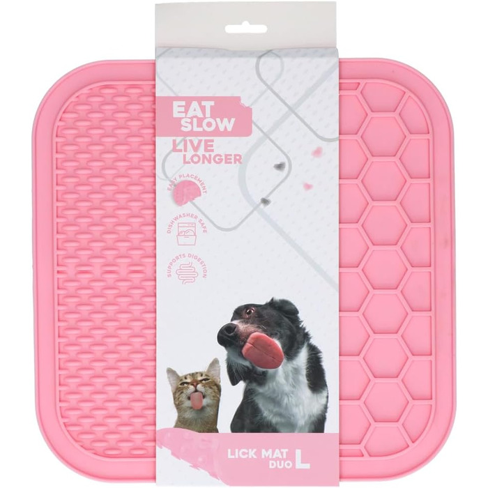 Килимок для собак Duo Leckmatte, 30x30 см, квадратний, для повільного годування, з силікону, рожевий