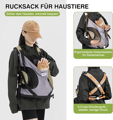 Рюкзак-переноска для собак та котів ALLSOPETS, рюкзак для тварин з інтегрованим ремінцем безпеки, ергономічний, дихаючий, для мотоцикла (блідо-ліловий)