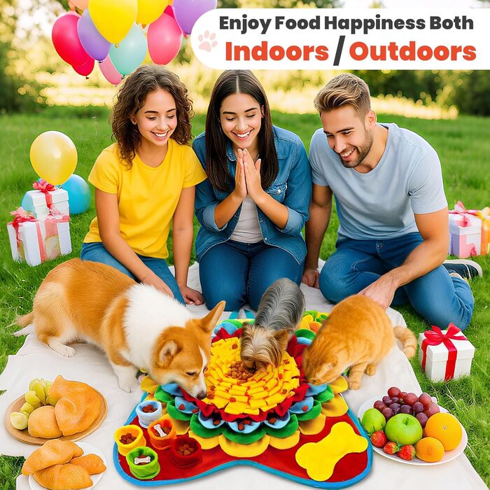 Набір килимків для собак: килимок для нюхання та килимок для ласощів. Інтерактивна іграшка-головоломка для цуценят, маленьких собак і котів. Розвиває когнітивні навички, стимулює розумову активність. Розміри: 38,1 x 38,1 см (килимок) + 20,3 x 20,3 см (кил