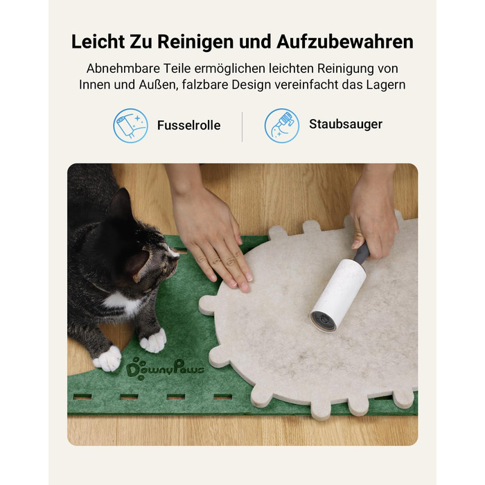 Кігтеточка-будиночок для котів DownyPaws з фетру, 2-ярусна, 50x33x50 см, зелена