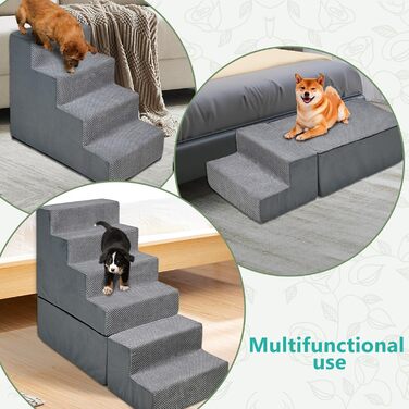 Сходинки для собак до ліжка, 73.7 см, 6 сходинок, сірі. Підходять для ліжок/диванів висотою 63.5–76.2 см. Безпечні та стійкі для маленьких та великих собак/кішок