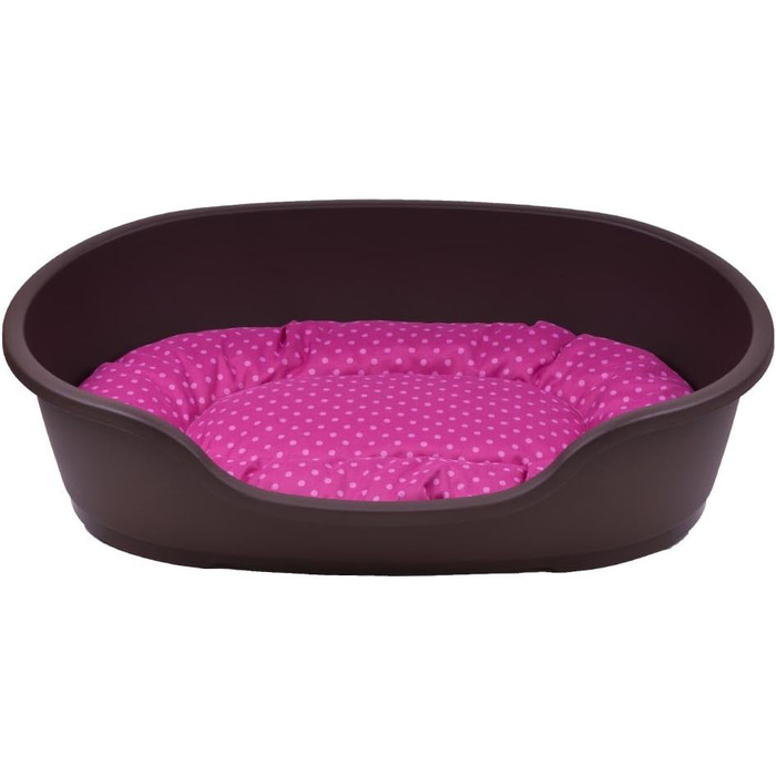 Корзина для собак Adena, 71 x 48 см, коричнева + подушка з принтами, 71 x 48 x 22 см