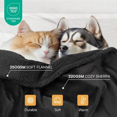 Водонепроникний коврик для тварин Luciphia, Sherpa Fleece, захист меблів для собак та котів, сірий-білий, L (65x57 см)