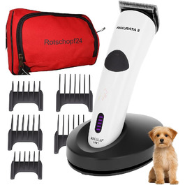 Машинка для стрижки собак Rotschopf24 Aesculap Akkurata 2 GT407. Безшумна, легка, акумулятор/мережа, 3 швидкості, титановий ніж, сумка Rotschopf24. Зроблено в Німеччині