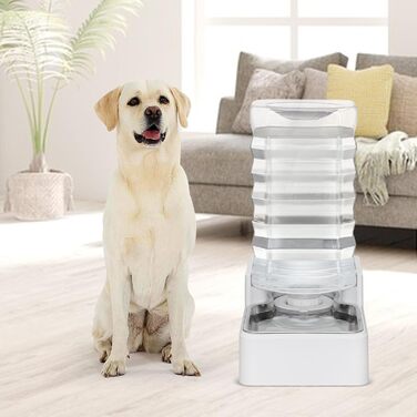 Автоматична поїлка MASOCAT для собак і котів, 9 л, з нержавіючою мискою, BPA-free, гравітаційна система, для середніх і великих тварин, біла