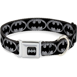Buckle-Down нашийник для собак Batman, чорний/сріблястий, міцний, регульований