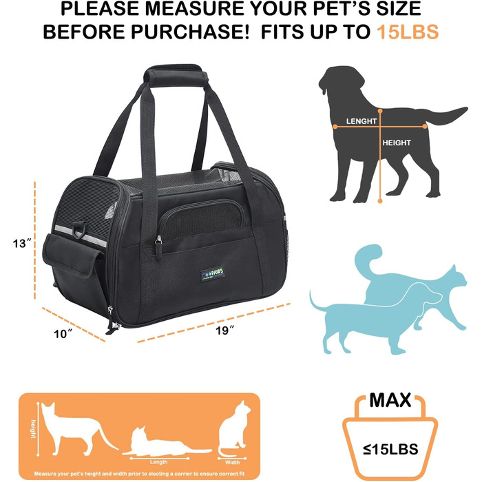 Транспортний бокс для тварин Jespet: зручний, для подорожей, підходить для котів та цуценят, 17' x 9' x 11.5', блакитний