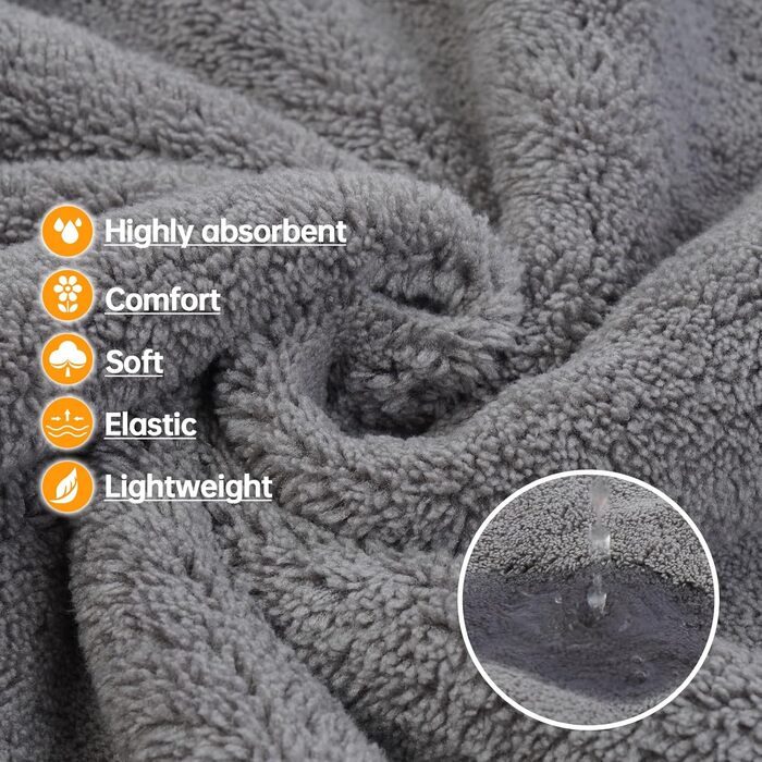 Рушник для собак OUOBOB з капюшоном, мікрофібра, для середніх собак, регульований пояс, Французький бульдог & Бостон Тер'єр, зелений (L, сірий)