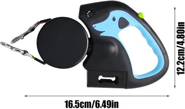 Автоматичний поводок для собак, 3 метри, подвійна ручка, міцний поводок для прогулянок, подорожей, парку, тренувань (Світло-блакитний)