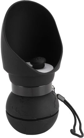 Складана пляшка для води для собак, силіконовий напійник для тварин, диспенсер для води для цуценят, дорожній напійник для собак, для прогулянок та походів (чорний)