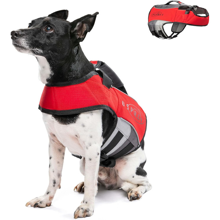 Оптимізована жилет для плавання собак Osprey, регульована, з ручкою, світловідбиваючі смуги, для малих, середніх та великих собак - жилет для безпечного плавання, XS