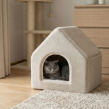 Будиночок-лежак для котів SUITE Carinio з двосторонньою подушкою, 44 × 42 × 44 см