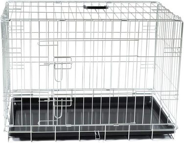 Складана металева клітка для транспортування Vadigran Classic, 76x48x55 см, срібляста, розмір L