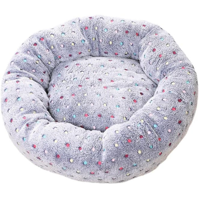 Кругле ліжко для собак та котів, м'яке гніздо-подушка для великих собак, плюшевий кошик для собак, миється, з принтами, 70 см, світлий колір