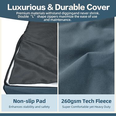 Ліжко для собак Sytopia XXL з memory foam, 17.8 см товщиною, ортопедичне, для собак понад 45 кг, водовідштовхувальний чохол, внутрішній шар (XX-Large, блакитний; сірий)