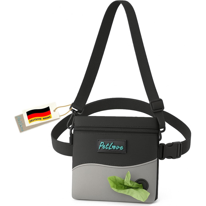 Сумка-екоторба для собак Petove: містка, з магнітною застібкою, з дозатором для відходів, як поясна сумка (Сірий, S)