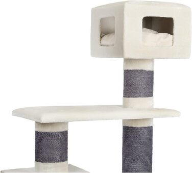 Котячий будиночок Kratzbaum Maine Coon 209 XXL - міцна кігтеточка для котів з товстими сизаловими стовпами (20 см), великий та стійкий, котячий будиночок, комплекс для лазіння, меблі для котів (бежевий)