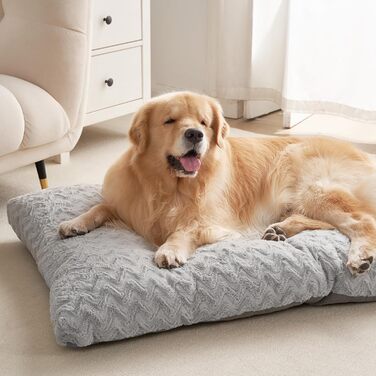 Килимок для собак великих порід, 104x68 см, XL, з штучним хутром та льоном, сірий, 104 x 68 x 10 см