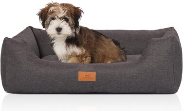 Ліжко для собак Knuffelwuff Lotte XXL 120x85 см, велюр, знімний чохол, сіре, для великих, середніх і малих собак, пране