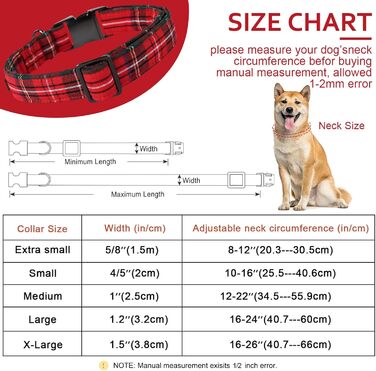 Комір для собак Unique Style Paws, регульований, м'який, зручний, клітинка, для малих, середніх і великих собак, обхват шиї 25,4–40,6 см