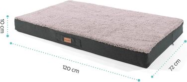 Ортопедичне ліжко для собак Balu, XXL (120x100 см), коричневе, з пам'яті ефекту, дихаюче, нековзне, знімний чохол