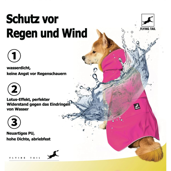 Дощовик для собак, м'який та зручний, з відбиваючими елементами, регульований, легкий в одяганні, отвір для повідка, розміри S - XXXXXL (Рожевий, M)