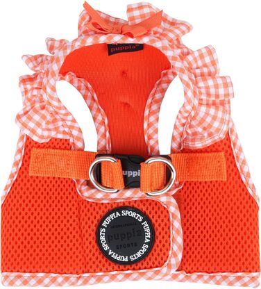 Нашийник для собак Puppia Vivien West - регульований, м'який, з картатим візерунком, для цуценят, анти-тягнучий, оранжевий, L