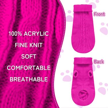 Вовняний пуловер для собак з коміром-горловиною, теплий та м'який, зимовий одяг для собак та котів, червоний, розмір M (12', 14', Рожево-червоний)