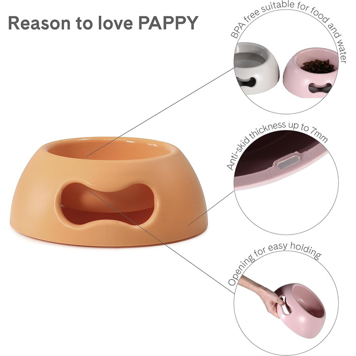 Миска для собак та котів UNITED PETS Pappy, екологічна, з Італії, 350 мл, помаранчевий колір