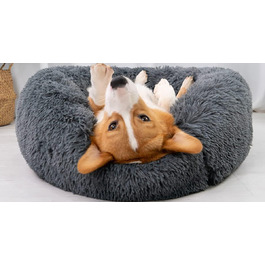 Кругле ліжко для собак та котів: м'яке, тепле, донат-ліжко для домашніх тварин (для тварин до 15 кг)