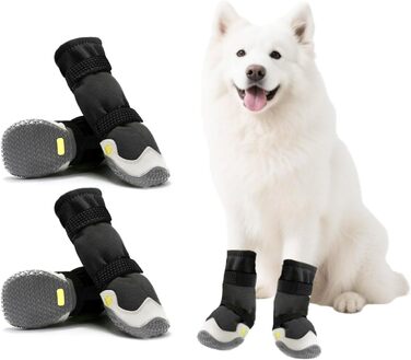 Чоботи для собак: захист подушечок лап [4 шт.], водонепроникні та дихаючі, з неслизькою підошвою та світловідбиваючим кріпленням. Підходять для малих, середніх та великих собак. Зручні чоботи для прогулянок на вулиці.