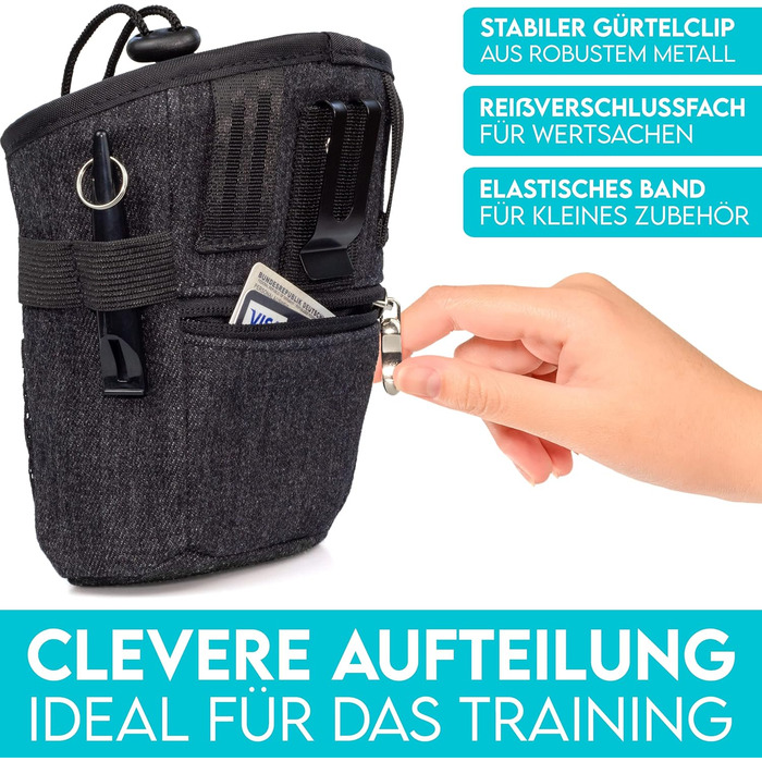 Футляр для ласощів для собак Hund ist König: міцний, компактний, з дозатором для відходів та E-book для тренувань (чорний)