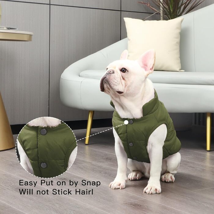 Тепла куртка для собак JoyDaog з флісовою підкладкою, 2 шари, для зими та холодної погоди, м'яка, вітронепроникна, розмір S, зелена