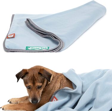 М'яка ковдра для собак Doctor Bark, 100x70 см, блакитна, миюча до 95°C, флісова, Made in Germany
