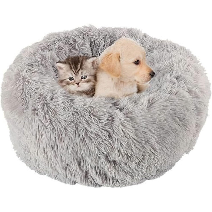 М'яке ліжко-подушка у вигляді пончика для собак та котів, з антиковзким дном, XXL 80см, сірий колір