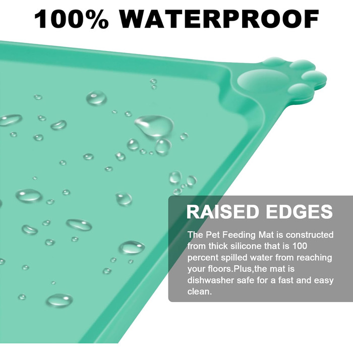 Силіконовий килимок під миску для собак та котів, 54x38 см, зелений. Нековзкий, водонепроникний