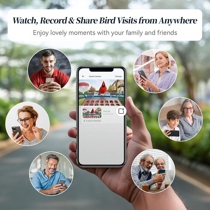 Кормушка для птахів з камерою, AI розпізнавання птахів, 2.4 ГГц/5 ГГц, сонячна, захищена від білок, миттєві сповіщення, 2K камера для заднього двору