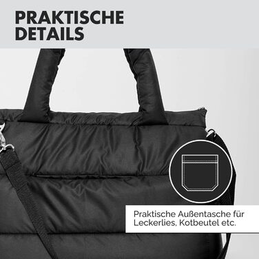 PAW WOW переносна сумка для собак SARA | стильна переноска для маленьких собак | водо- та вітростійка | з підкладкою з тедді, регульований плечовий ремінь, зовнішня кишеня (Чорний)