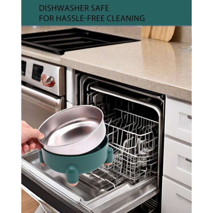 Набір мисок для котів та собак з нержавіючої сталі, 2 шт. (білий та зелений). Зручний дизайн, антиковзаюча основа, легко миються, для котів та маленьких собак