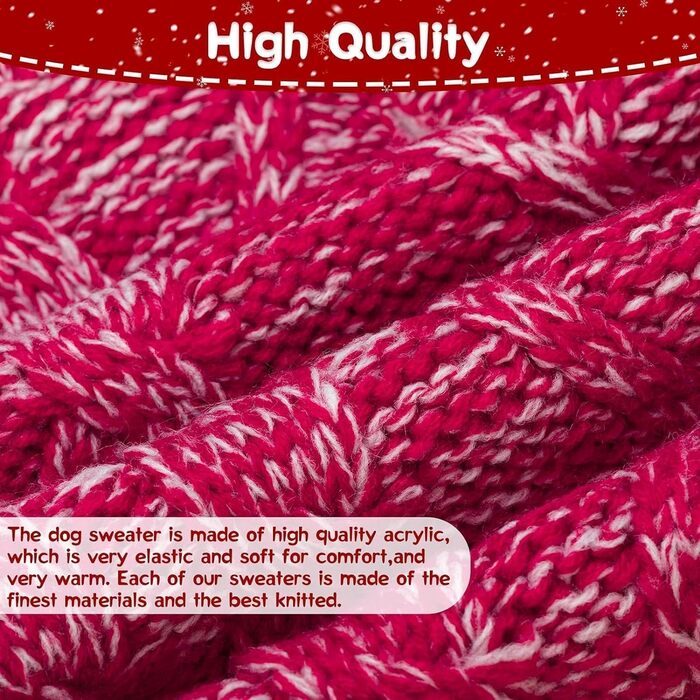 KOOLTAIL Пуловер з коміром-стійкою для собак, теплий зимовий одяг, червоний, розмір S/M