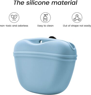 Сумка для корму для собак AUDWUD з силікону, портативний контейнер для тренувань з кліпсою та магнітною застібкою (1 шт, Шiefer)